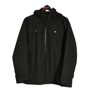 L.L.Bean Jacket Mens Medium Green Hooded Full Zip Rain Coat Lightweight Outdoor